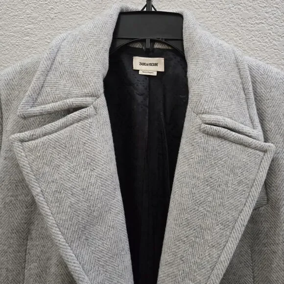 Zadig & Voltaire Mulan Double Breasted Grey Coat Size S New - Picture 9 of 16